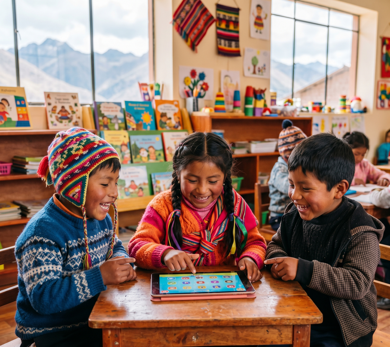 Niños jugando felices